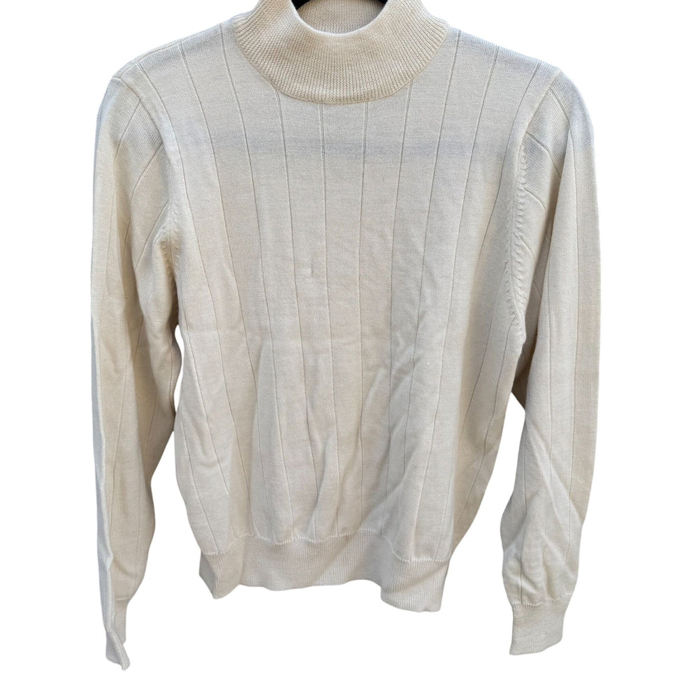 Harvé Benard Vintage Ribbed Beige Knit Mock Neck Turtleneck Sweater Womens Med