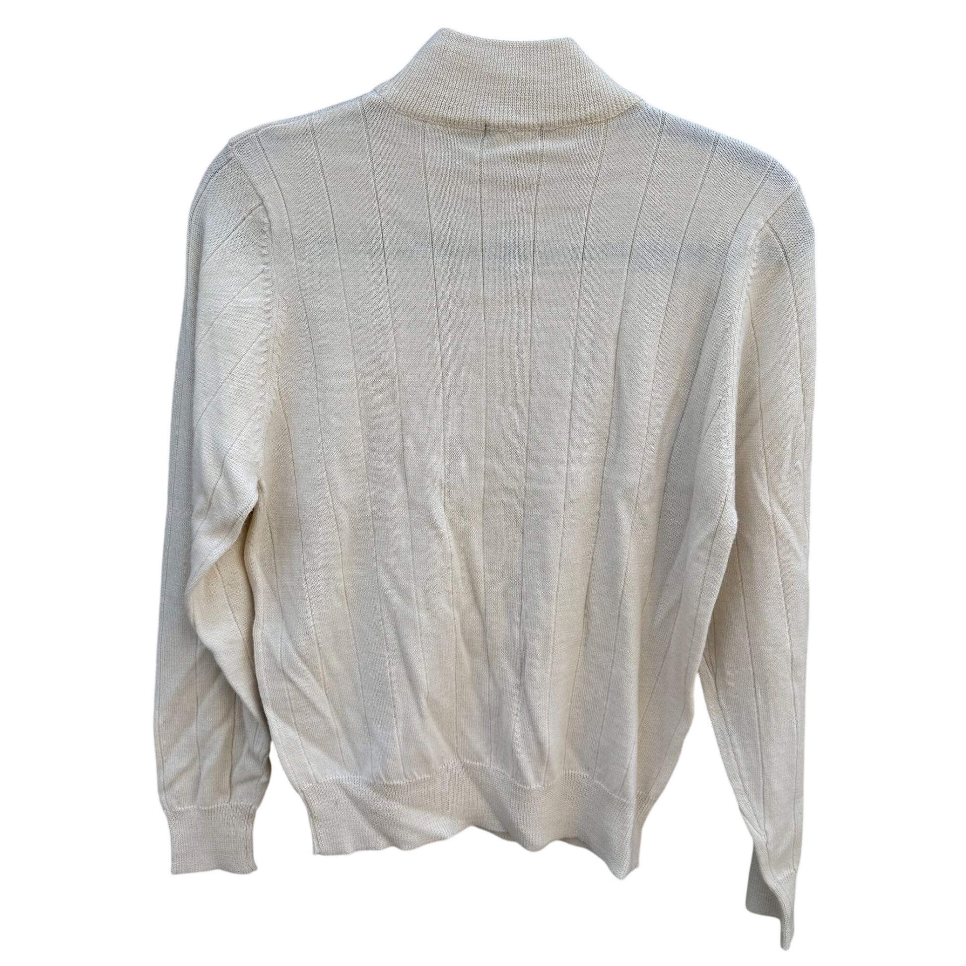 Harvé Benard Vintage Ribbed Beige Knit Mock Neck Turtleneck Sweater Womens Med