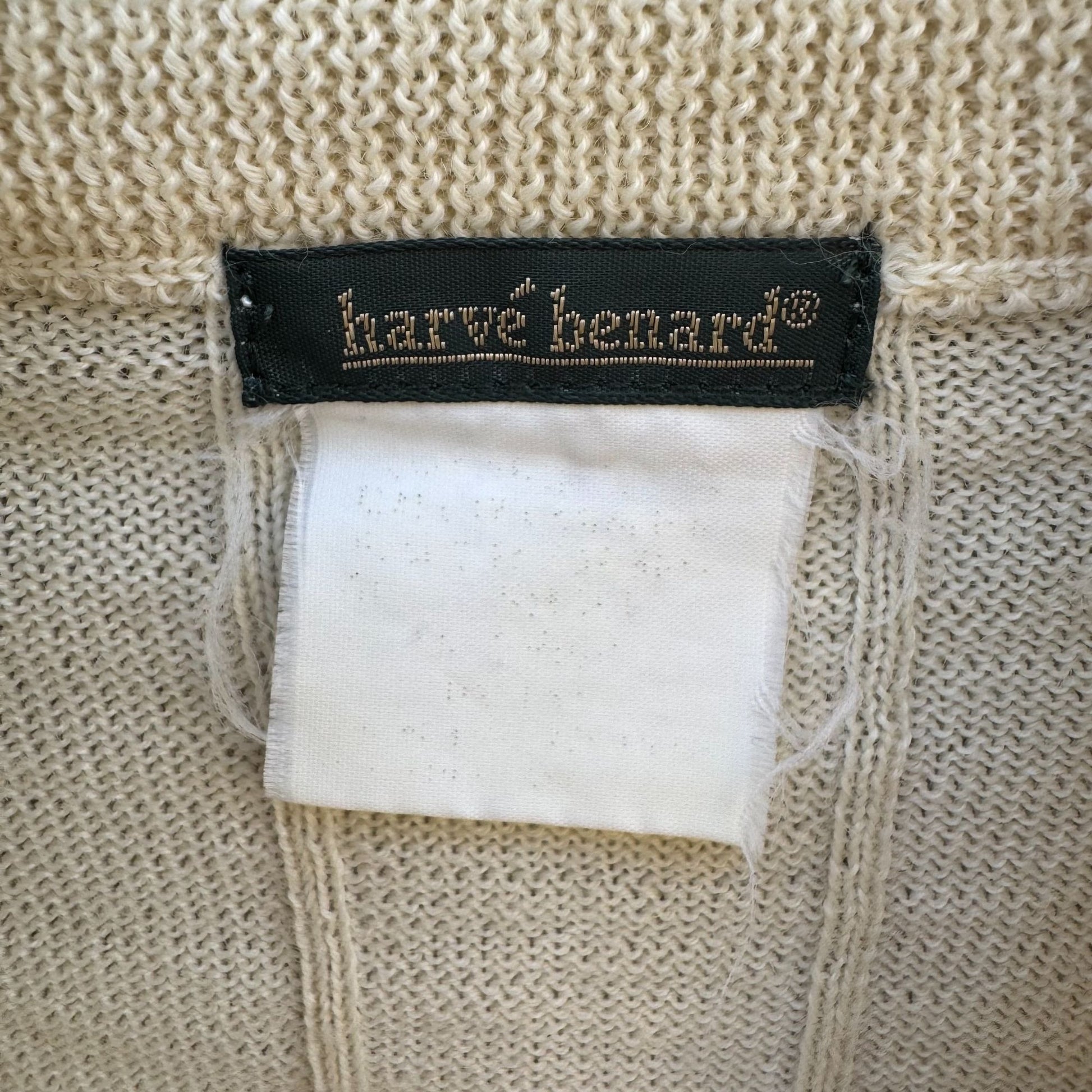 Harvé Benard Vintage Ribbed Beige Knit Mock Neck Turtleneck Sweater Womens Med