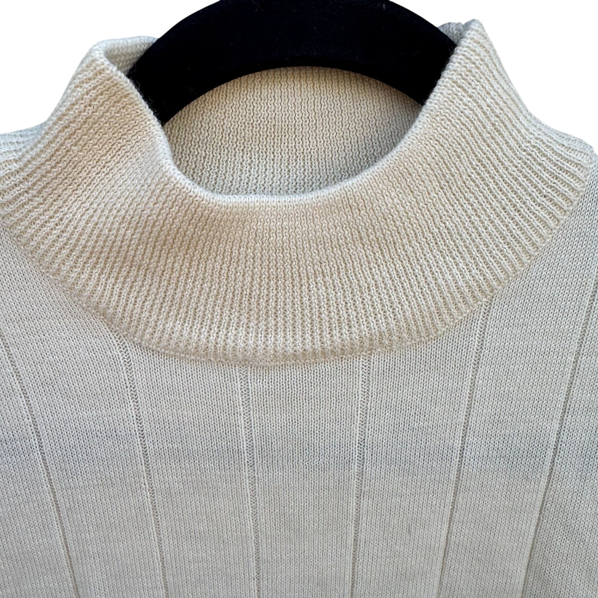 Harvé Benard Vintage Ribbed Beige Knit Mock Neck Turtleneck Sweater Womens Med
