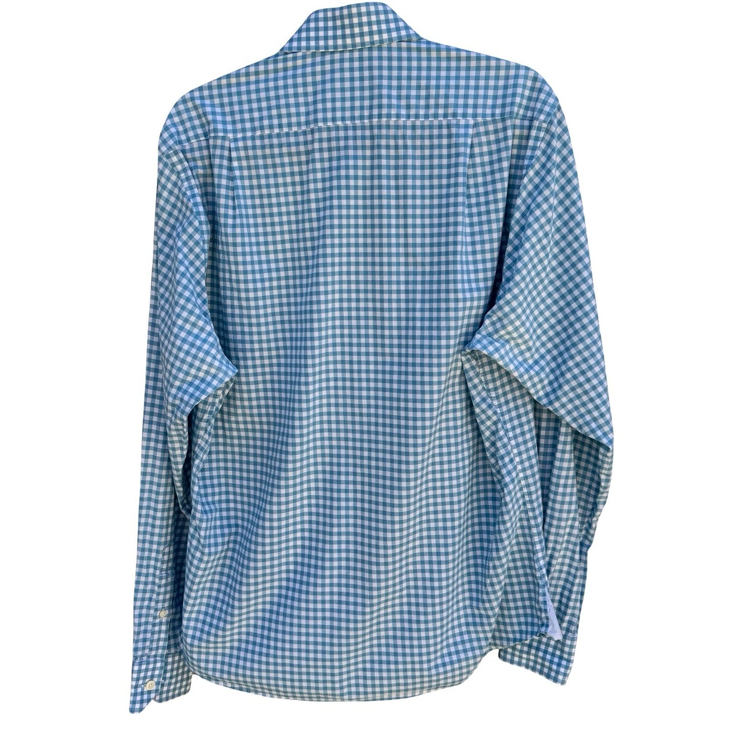 Hugh & Crye Preppy Coastal Gingham Check Shirt Tall Athletic Cotton Blue Mens