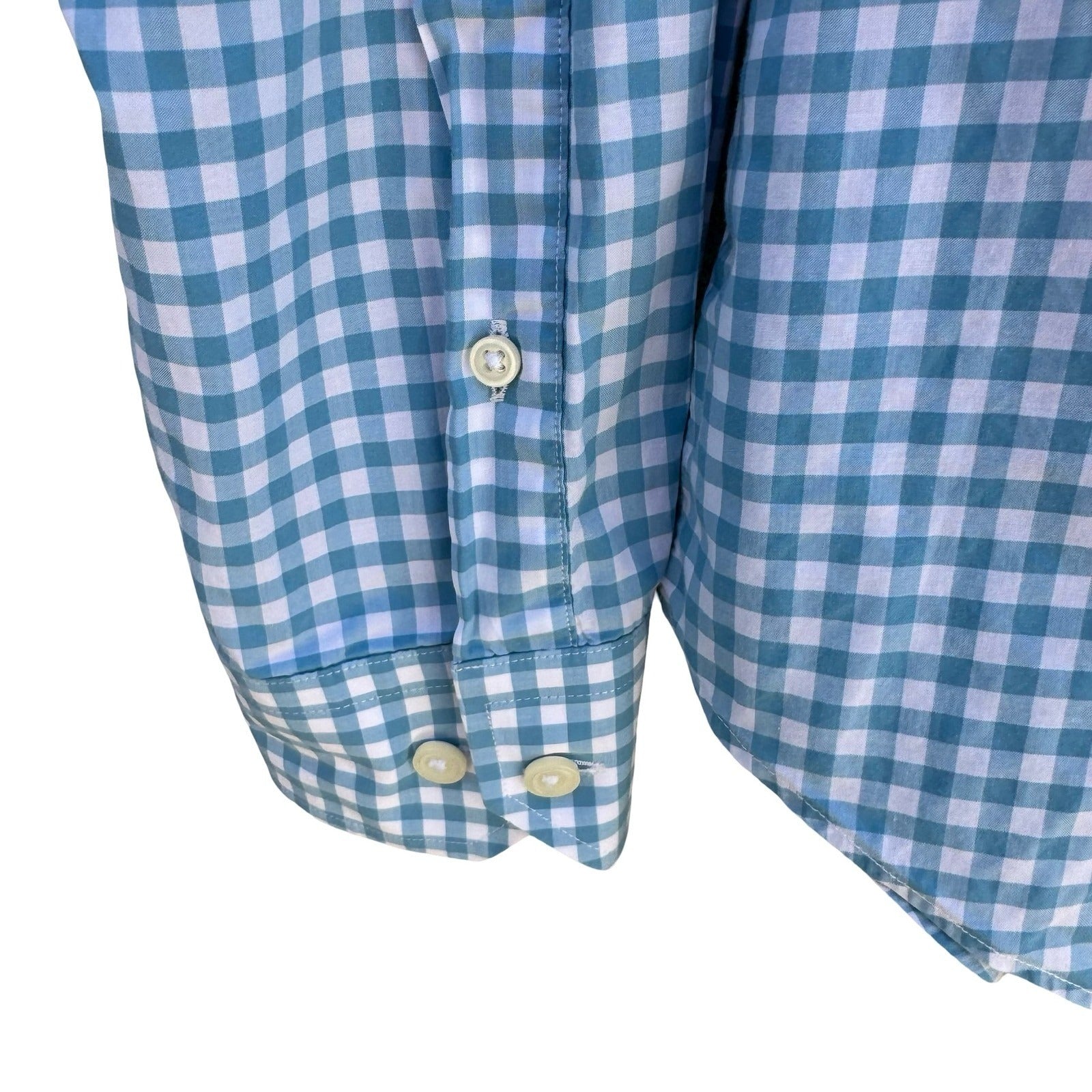 Hugh & Crye Preppy Coastal Gingham Check Shirt Tall Athletic Cotton Blue Mens