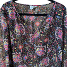 Switch GAP Boho Festival Whimsigoth Paisley Floral Metallic Peasant Blouse Black S 3 image