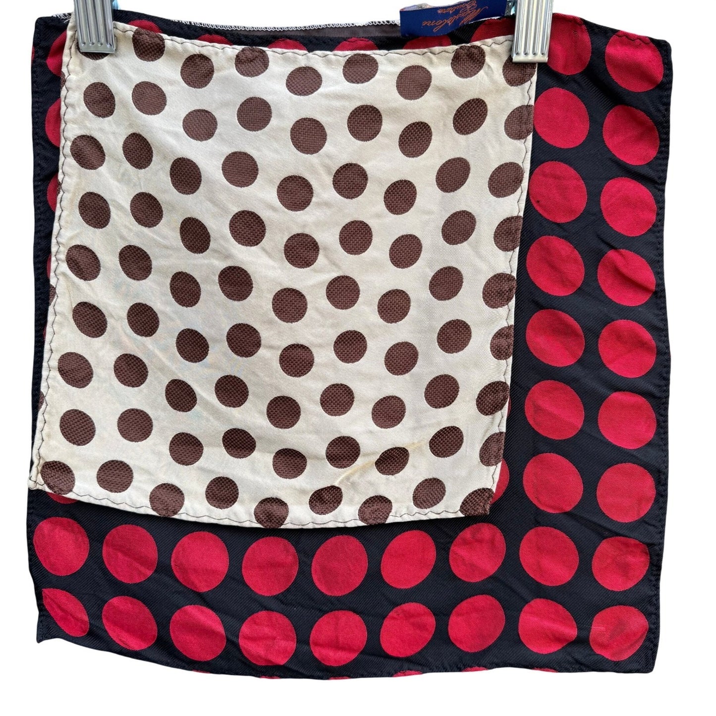 Mens Polka Dot Pocket Square Lot 3 Silk Hand Made Red Brown Black Mazzaloni