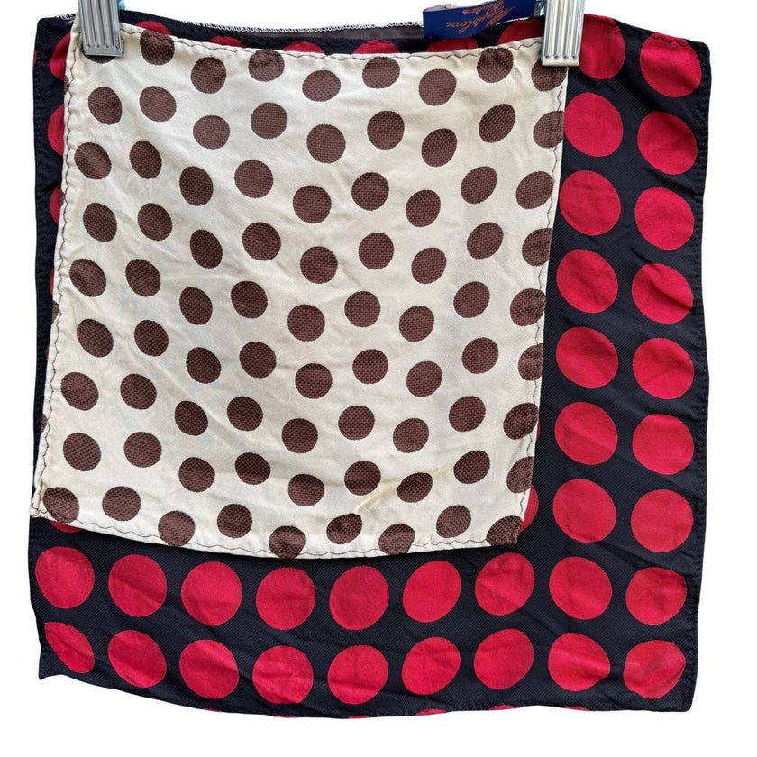 Mens Polka Dot Pocket Square Lot 3 Silk Hand Made Red Brown Black Mazzaloni