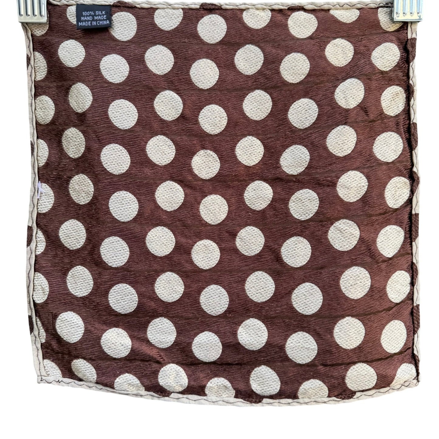 Mens Polka Dot Pocket Square Lot 3 Silk Hand Made Red Brown Black Mazzaloni