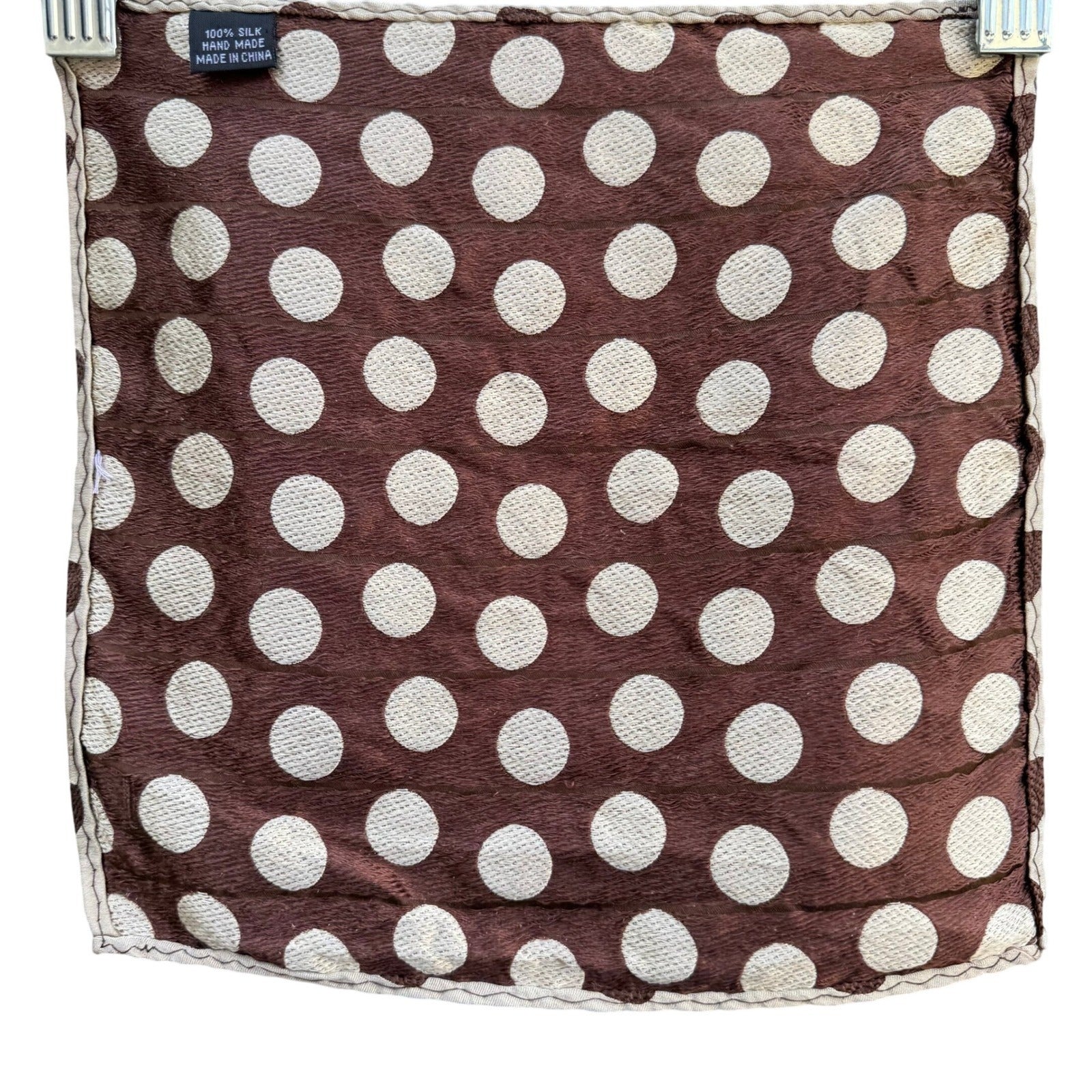 Mens Polka Dot Pocket Square Lot 3 Silk Hand Made Red Brown Black Mazzaloni