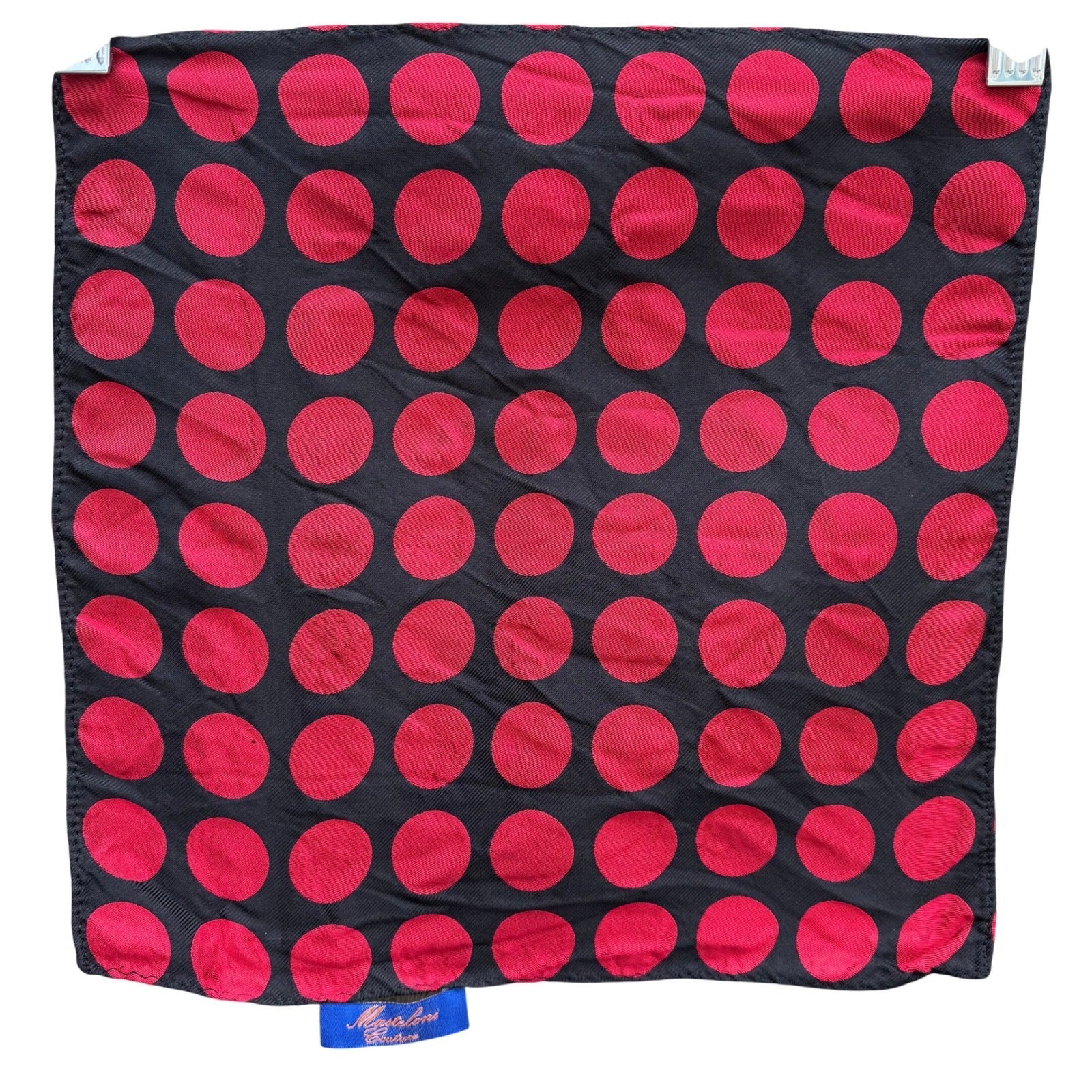 Mens Polka Dot Pocket Square Lot 3 Silk Hand Made Red Brown Black Mazzaloni