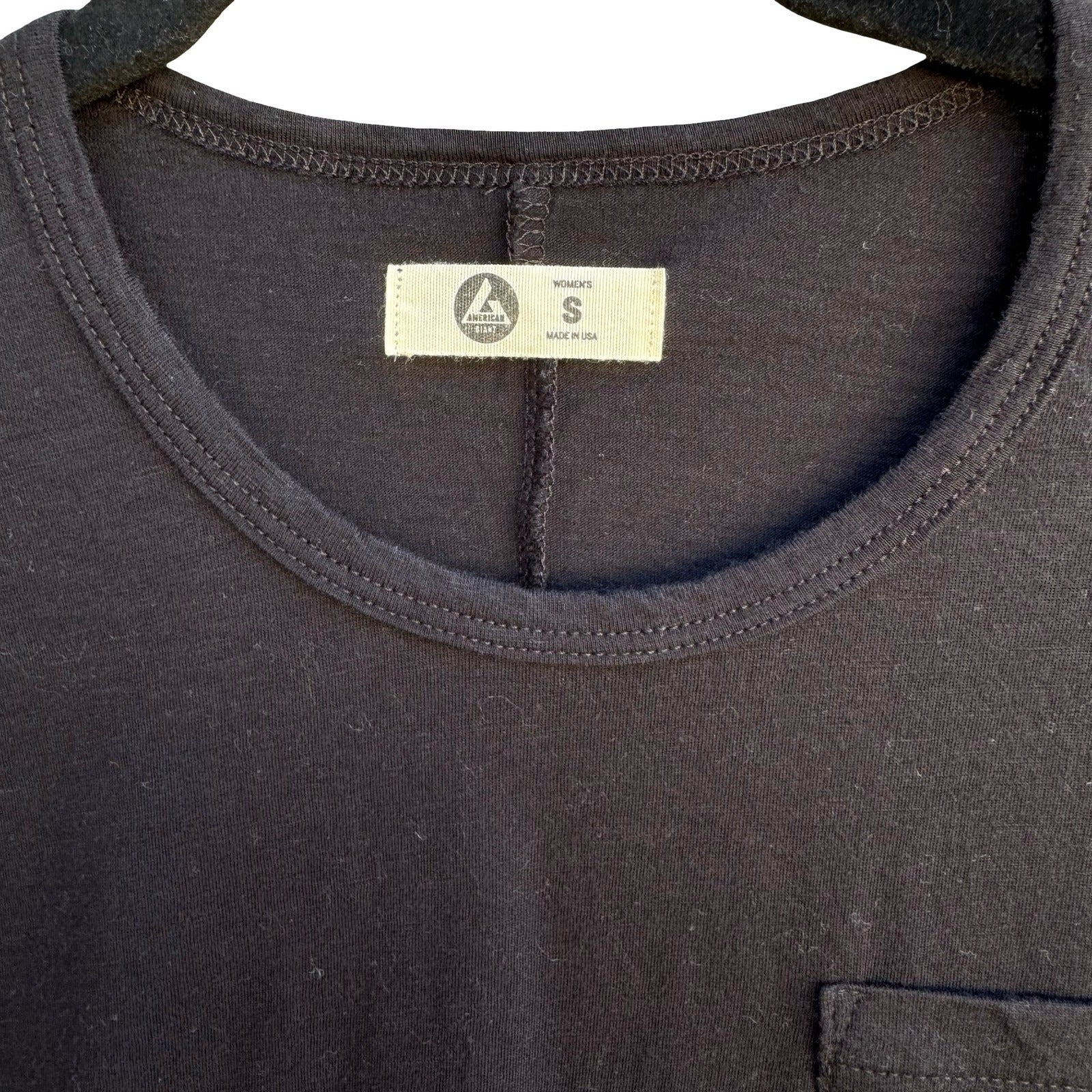 American Giant Minimalist Cotton Sustainable American Made Pocket Shirt Black S