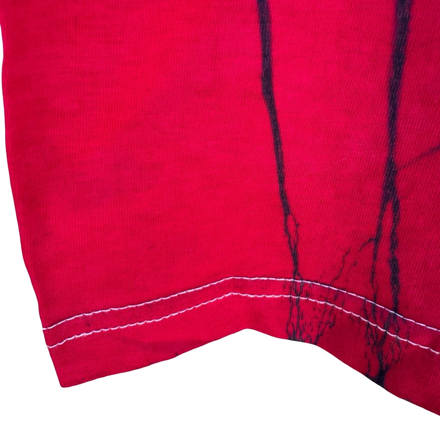Vintage 90s Abstract Batik Graphic Shirt Red XL Cotton Tee Art To Wear Eclectic