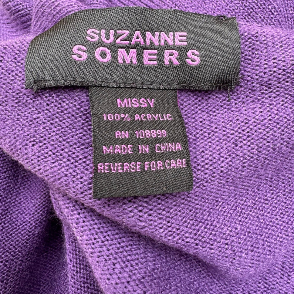 Suzanne Somers Whimsigoth Ruffle Knit Wrap Layering Cardigan Shawl Purple OS