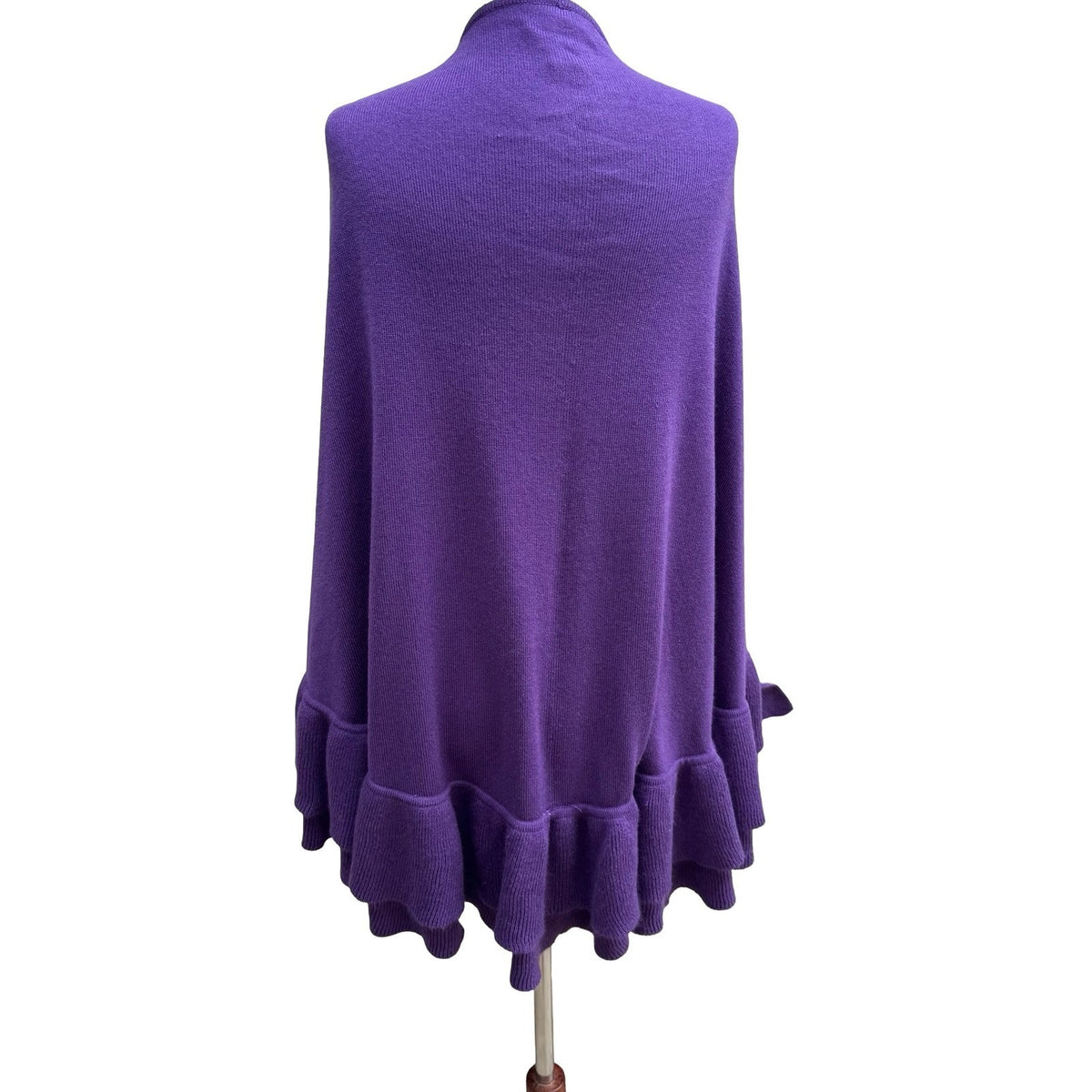 Suzanne Somers Whimsigoth Ruffle Knit Wrap Layering Cardigan Shawl Purple OS