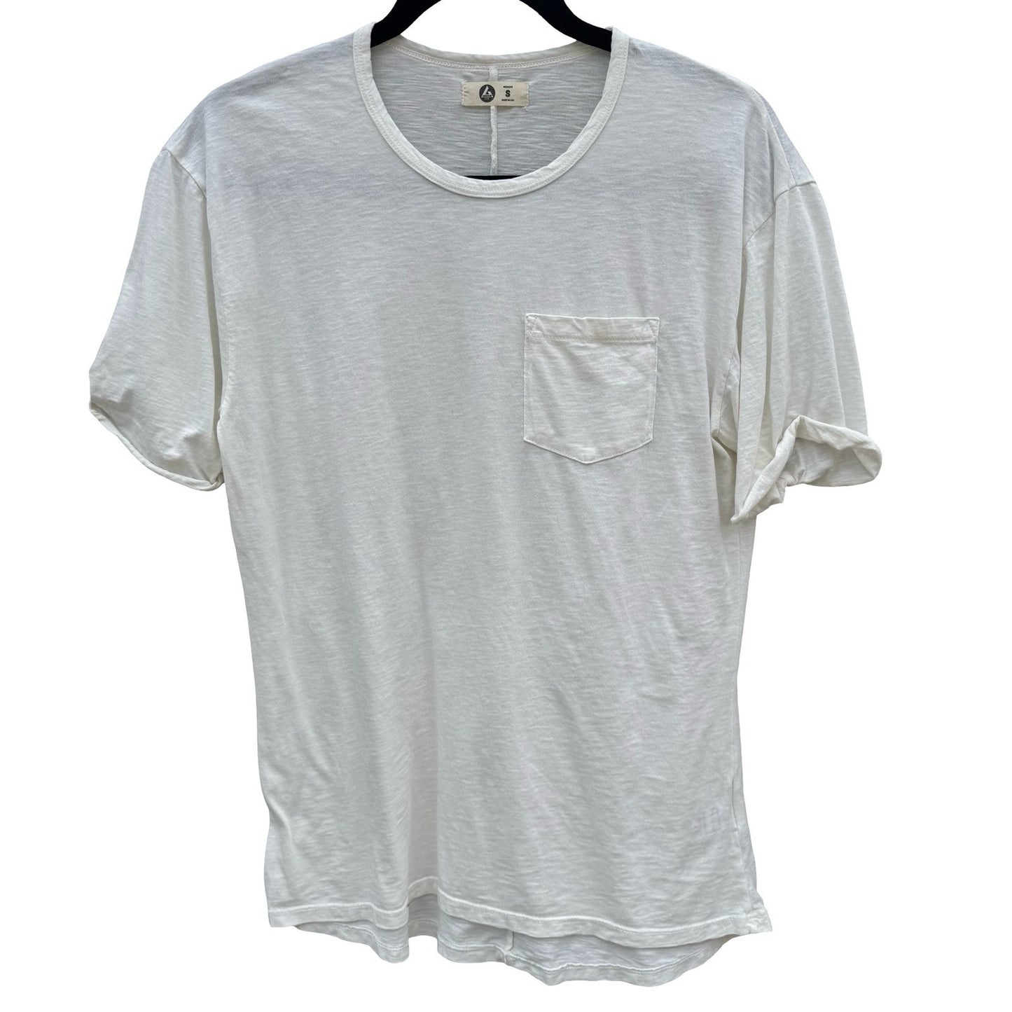 American Giant Womens White Supima Cotton Slub Pocket Tee Shirt Small Made USA