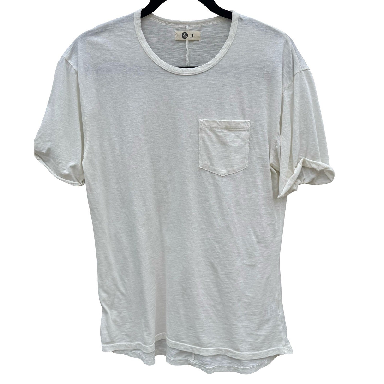 American Giant Womens White Supima Cotton Slub Pocket Tee Shirt Small Made USA