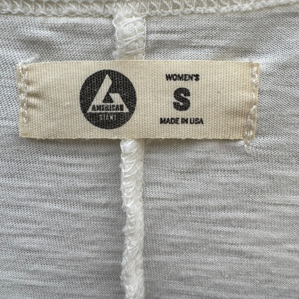 American Giant Womens White Supima Cotton Slub Pocket Tee Shirt Small Made USA