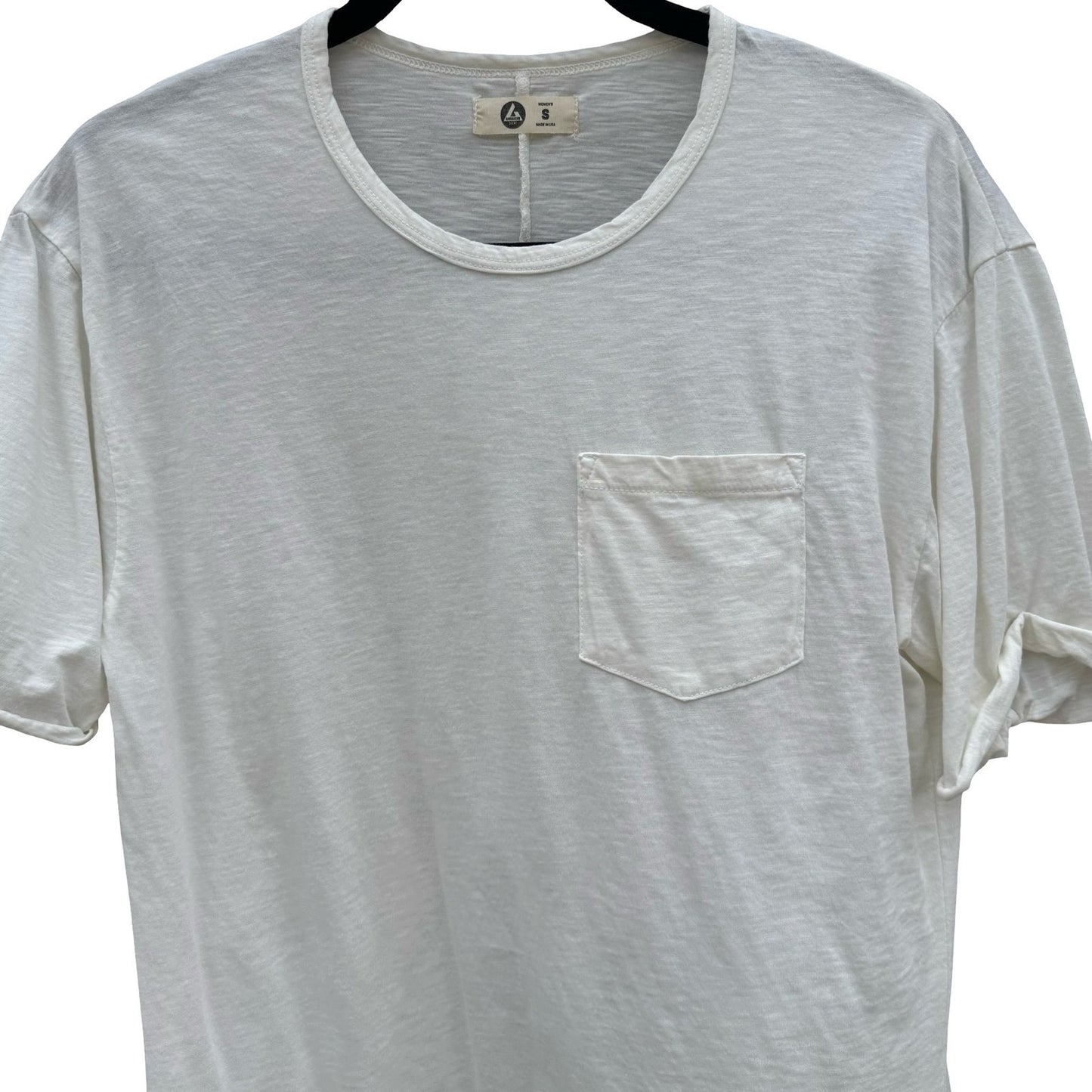 American Giant Womens White Supima Cotton Slub Pocket Tee Shirt Small Made USA