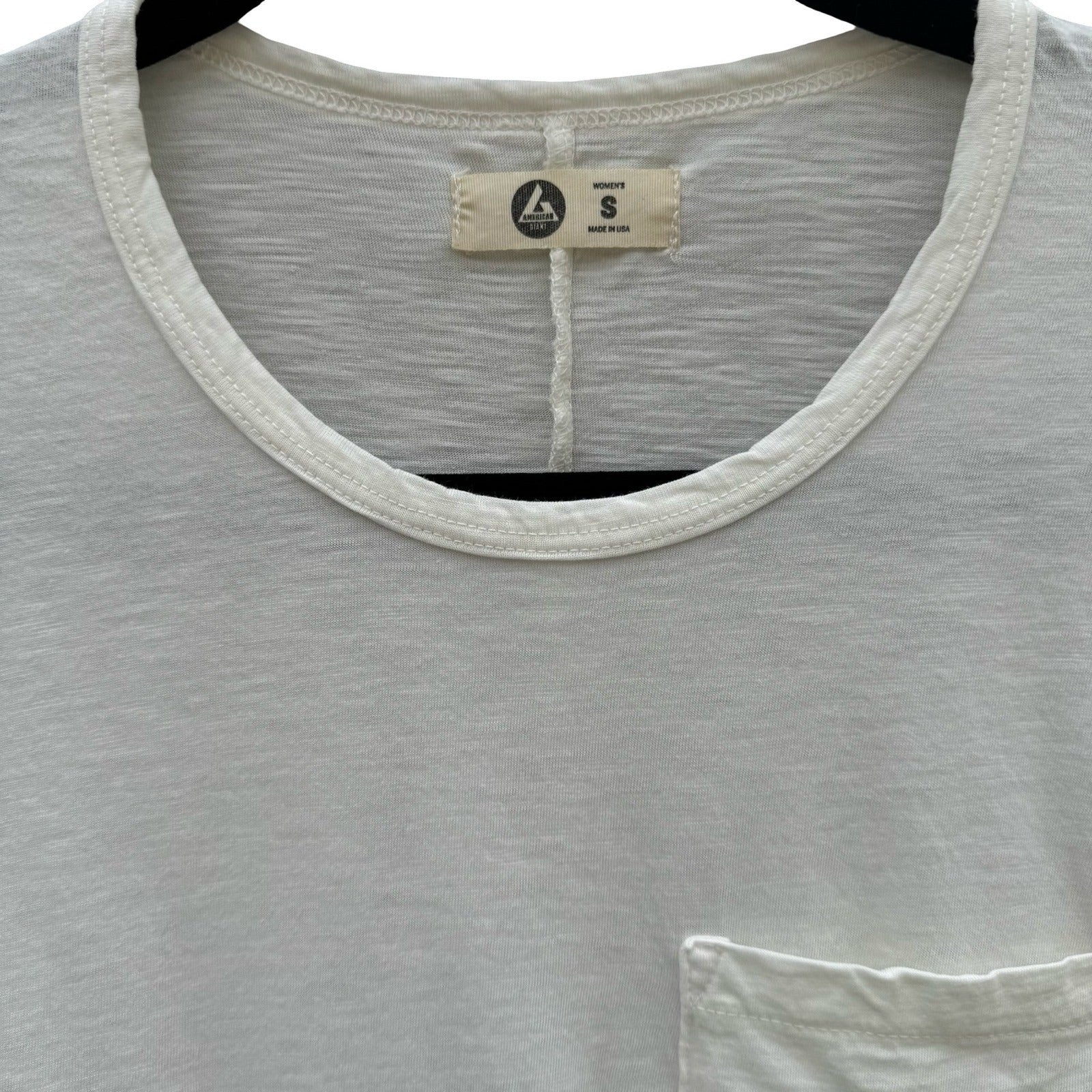 American Giant Womens White Supima Cotton Slub Pocket Tee Shirt Small Made USA