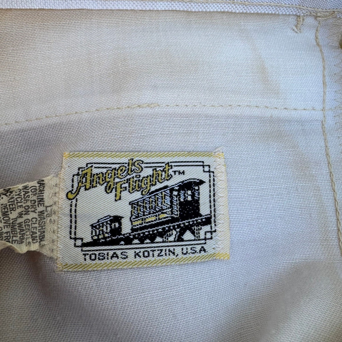 Angels Flight Tobias Kotzin Vintage 70s Cream Pleated Flare Leg Disco Pants 30