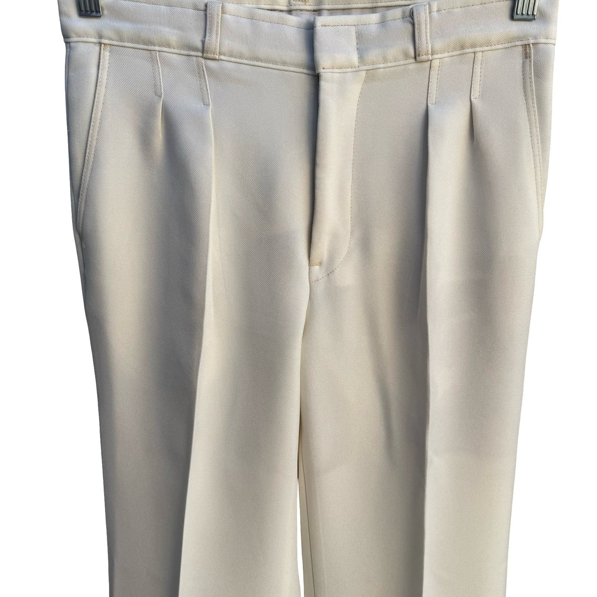 Angels Flight Tobias Kotzin Vintage 70s Cream Pleated Flare Leg Disco Pants 30