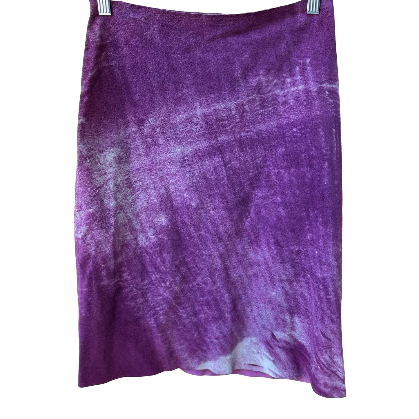 Tani Keller Y2K Grunge Indy Edgy Purple Acid Wash Distressed Suede Leather Skirt