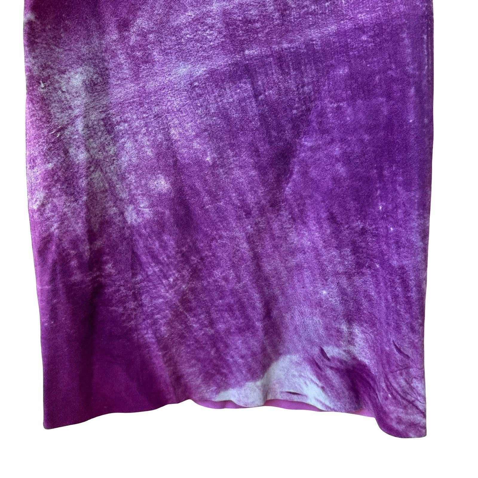 Tani Keller Y2K Grunge Indy Edgy Purple Acid Wash Distressed Suede Leather Skirt