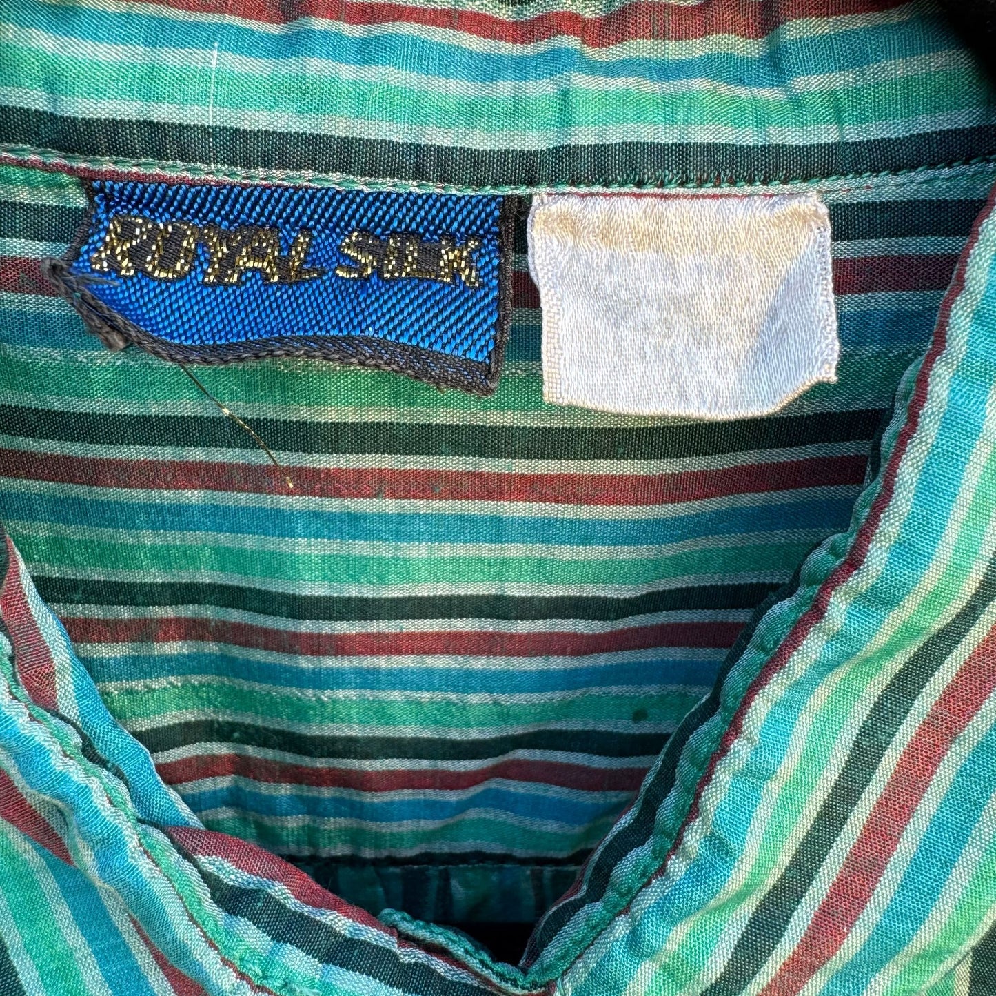 Royal Silk Vintage 70s Womens Retro Striped Button-Up Long Sleeve Shirt Blouse L