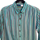 Switch Royal Silk Vintage 70s Womens Retro Striped Button-Up Long Sleeve Shirt Blouse L 3 image