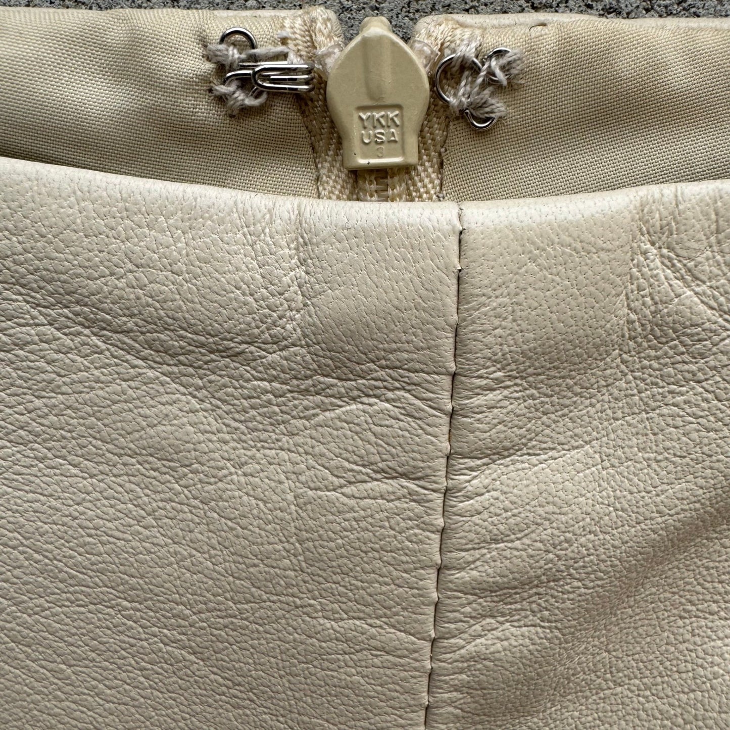 Anne Klein Vintage 90s Minimalist Quiet Luxury Cream Leather High Waisted Pant 2