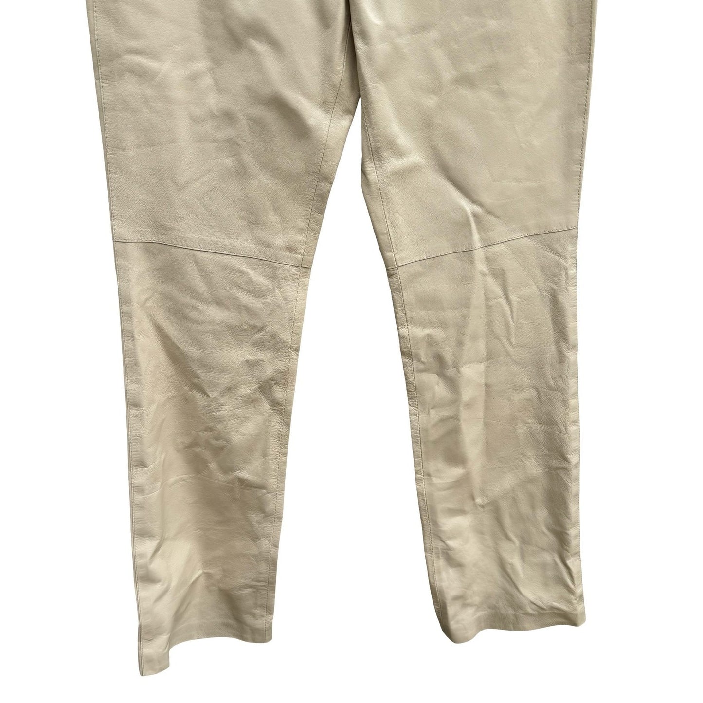 Anne Klein Vintage 90s Minimalist Quiet Luxury Cream Leather High Waisted Pant 2