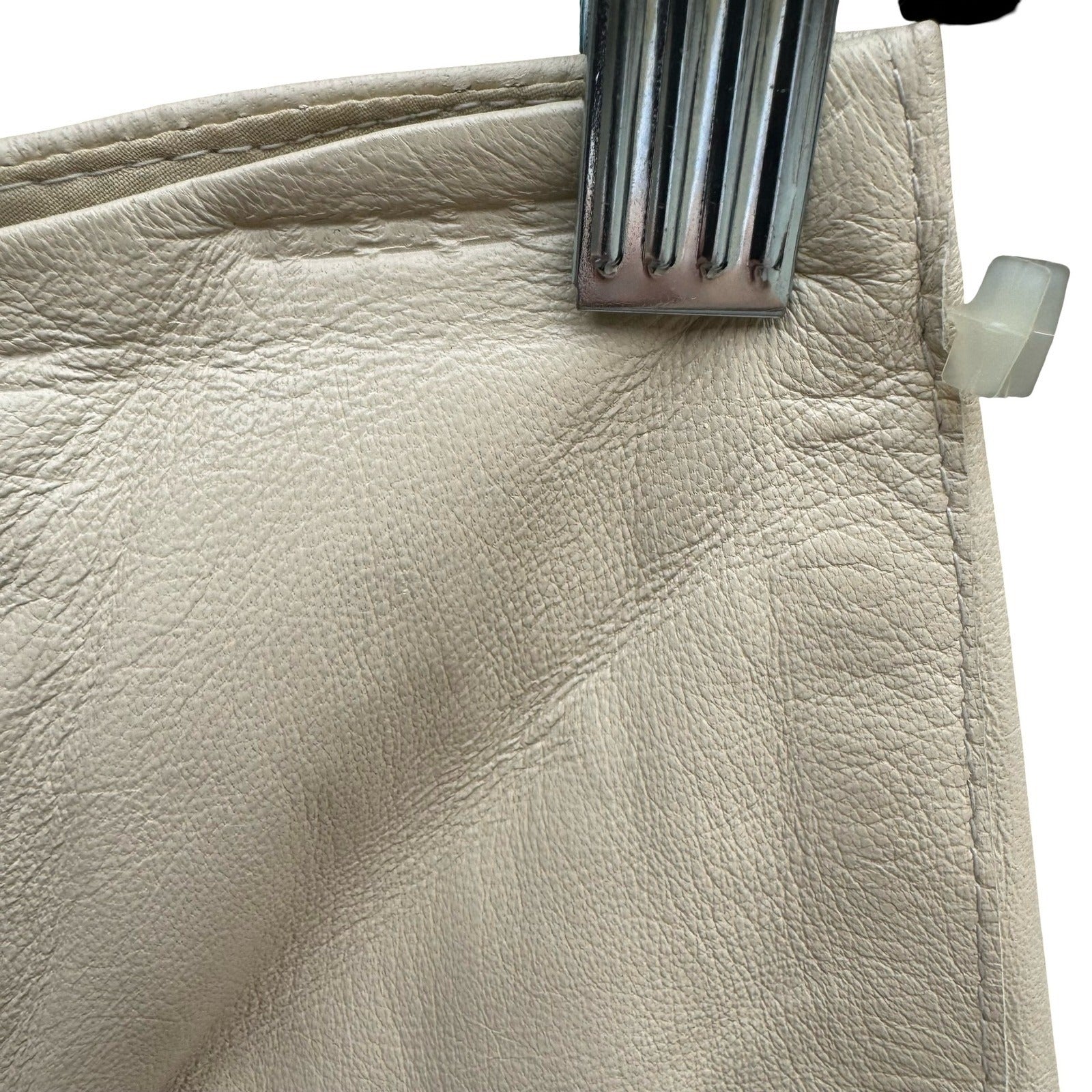 Anne Klein Vintage 90s Minimalist Quiet Luxury Cream Leather High Waisted Pant 2
