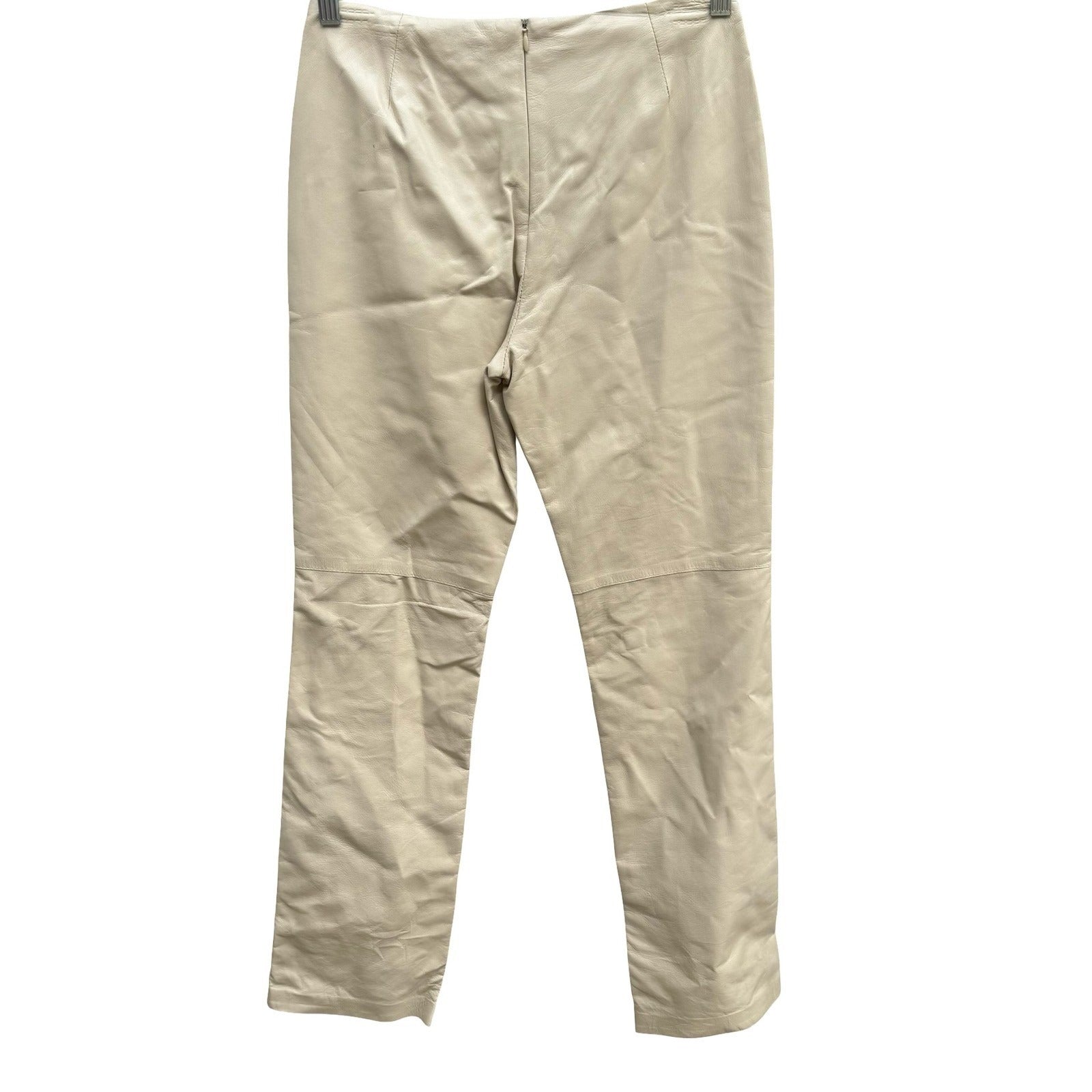 Anne Klein Vintage 90s Minimalist Quiet Luxury Cream Leather High Waisted Pant 2