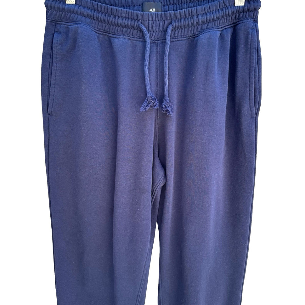 HM Relaxed Fit Joggers Loungewear Athleisure Fleece Sweatpants Sport Navy Mens S