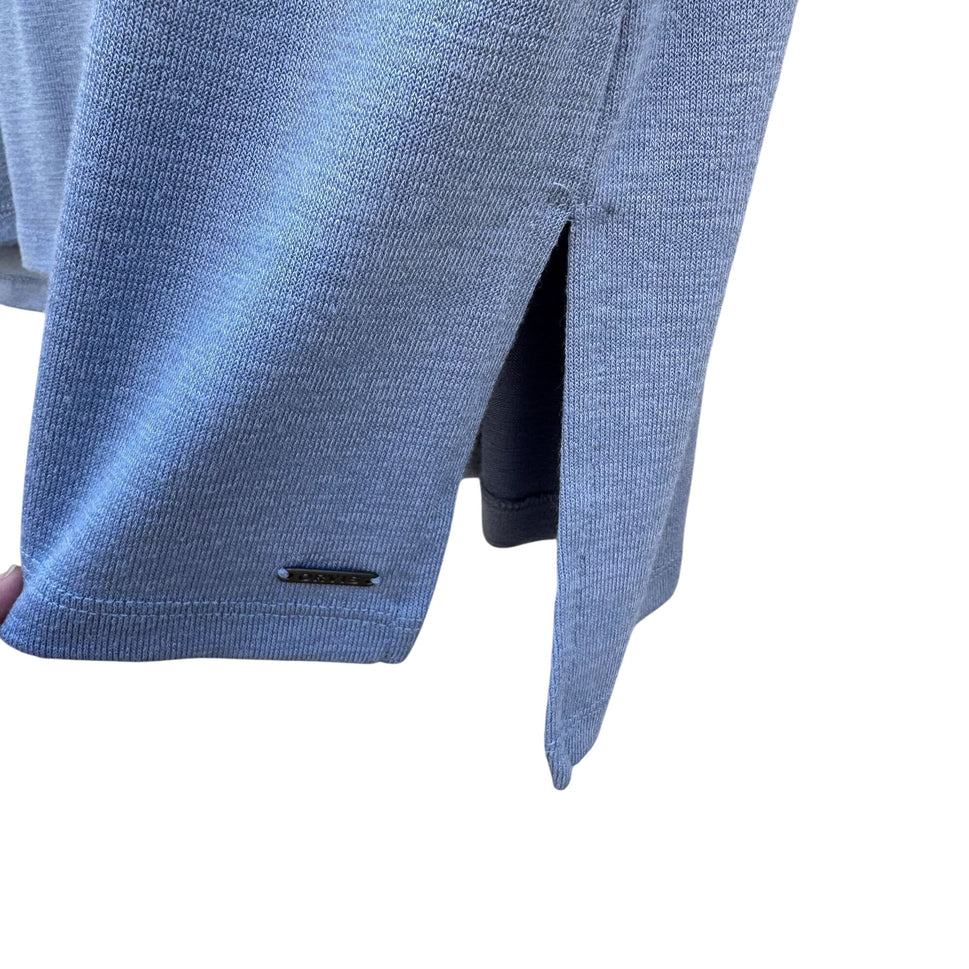 Orvis Classic Collection Womens V-Neck Blue Cotton Short Sleeve Knit Blouse L