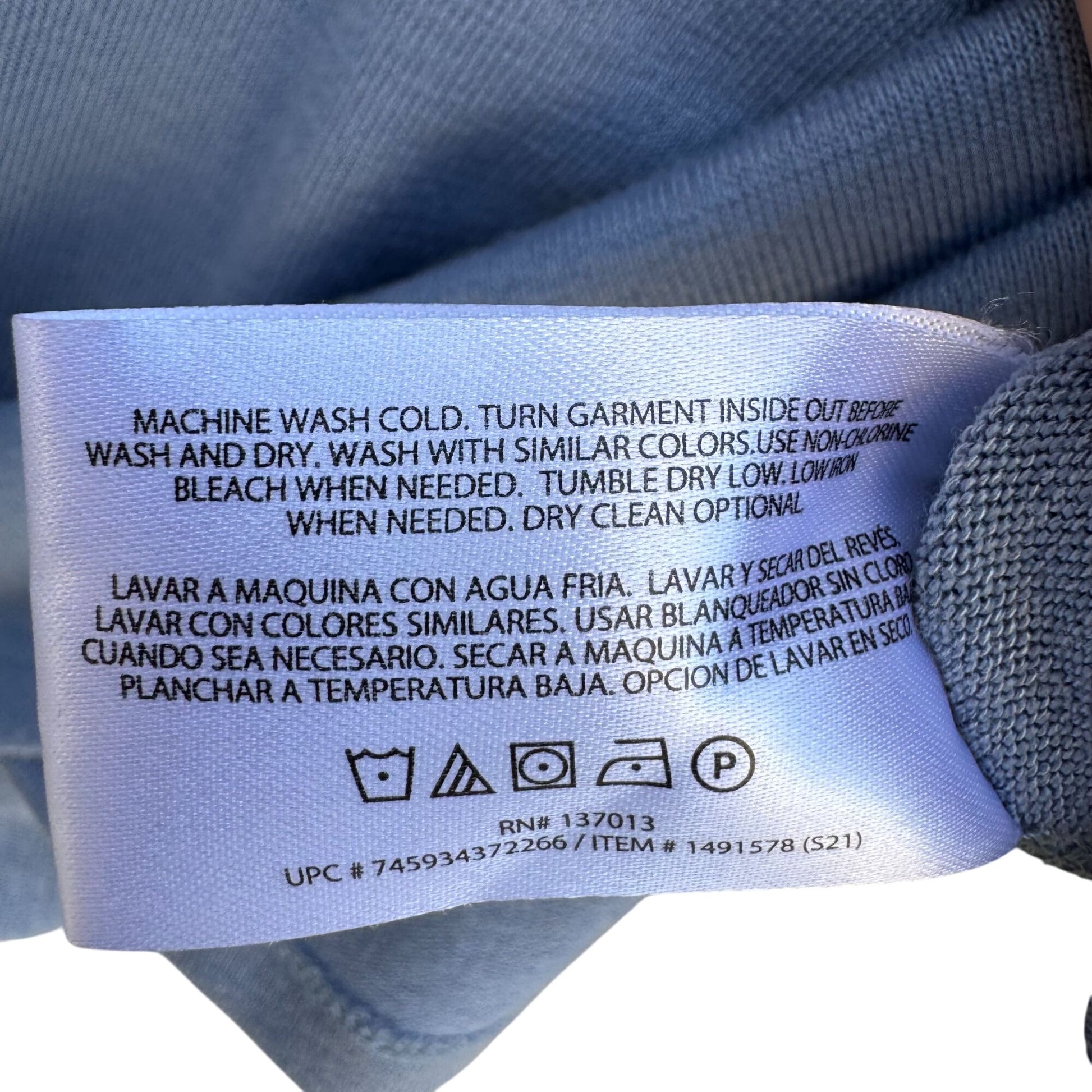 Orvis Classic Collection Womens V-Neck Blue Cotton Short Sleeve Knit Blouse L