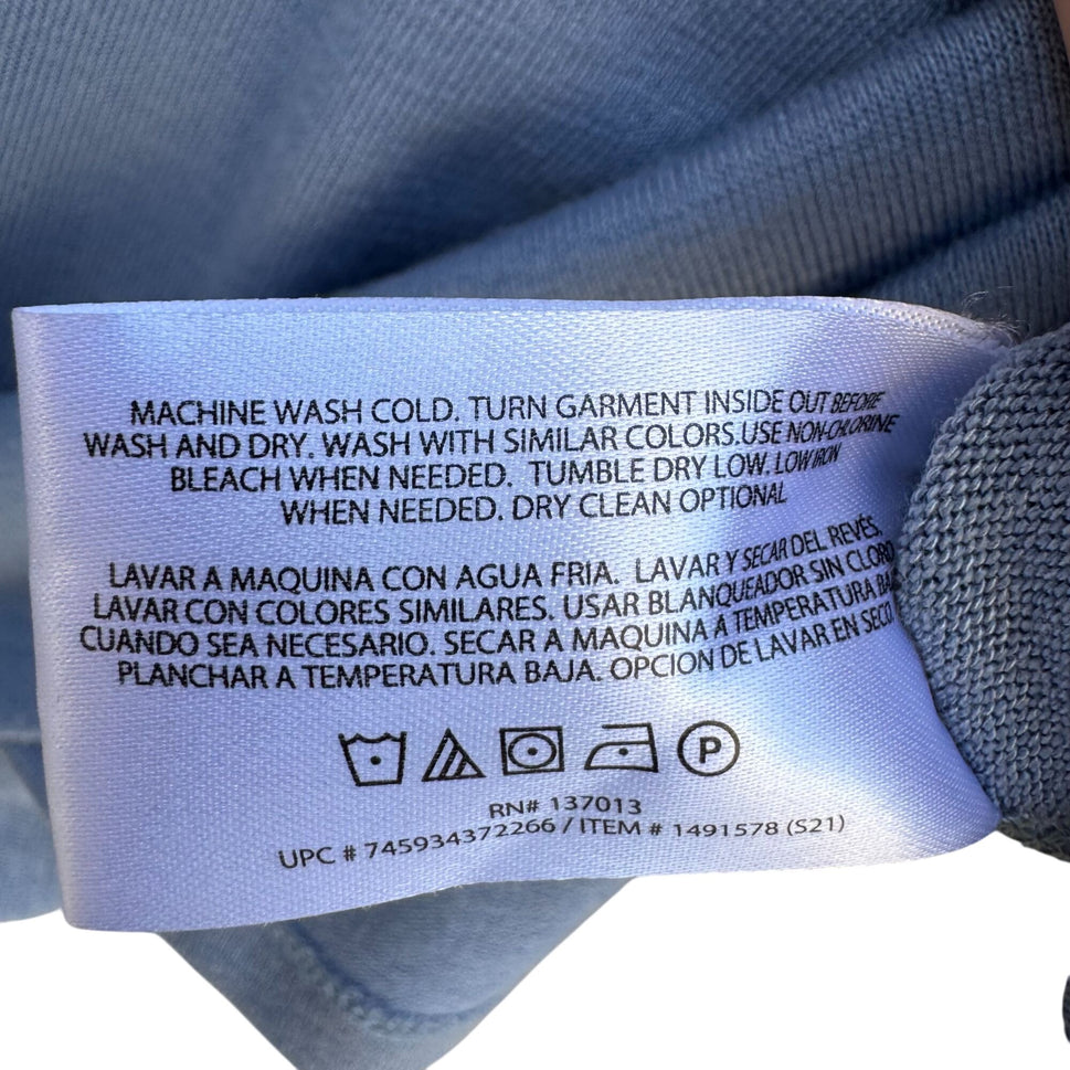 Orvis Classic Collection Womens V-Neck Blue Cotton Short Sleeve Knit Blouse L