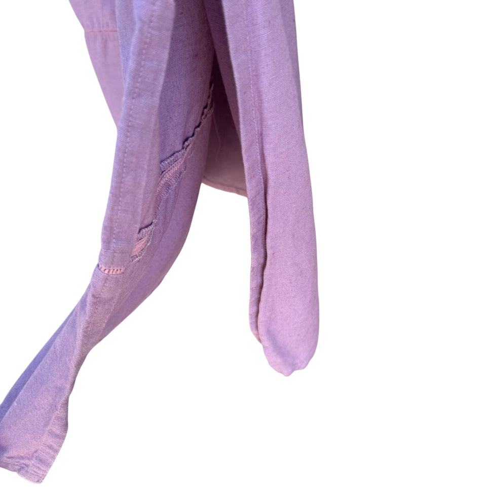 Azieno Vintage Womens Sleeveless Purple Linen Tiered Hem Side Slit Maxi Dress M