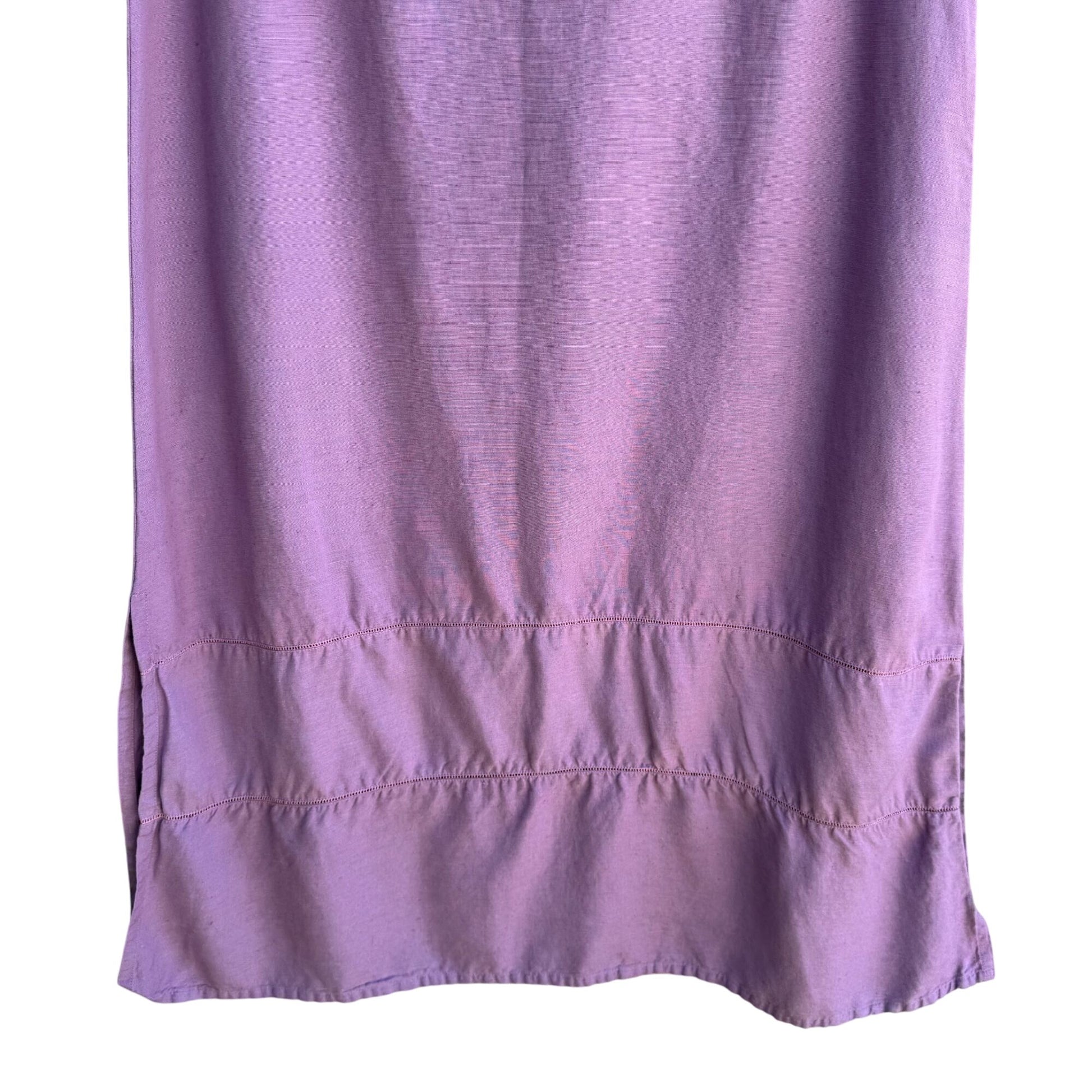Azieno Vintage Womens Sleeveless Purple Linen Tiered Hem Side Slit Maxi Dress M