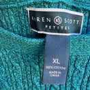 Switch Karen Scott Coastal Preppy Cable Knit Sweater Aqua Marl Cotton Boat Neck XL NWT 2 image