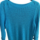 Switch Karen Scott Coastal Preppy Cable Knit Sweater Aqua Marl Cotton Boat Neck XL NWT 3 image