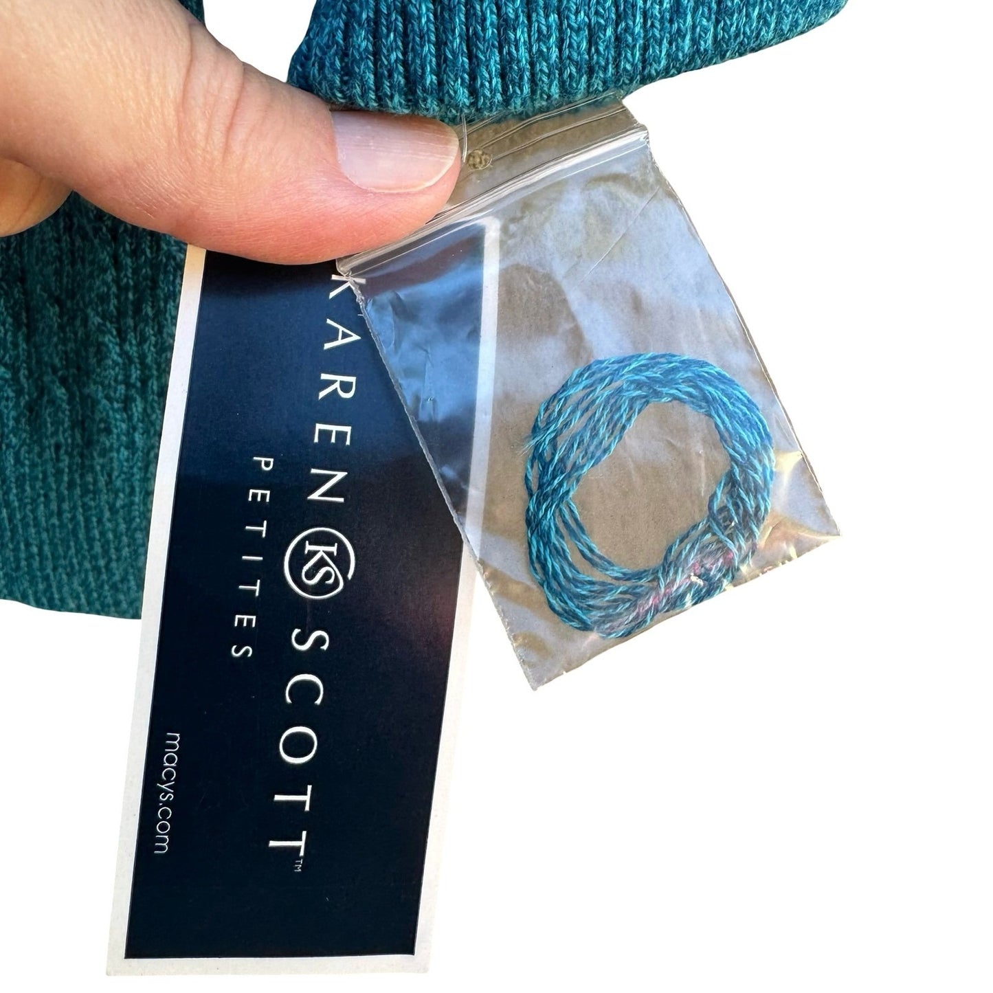 Karen Scott Coastal Preppy Cable Knit Sweater Aqua Marl Cotton Boat Neck XL NWT