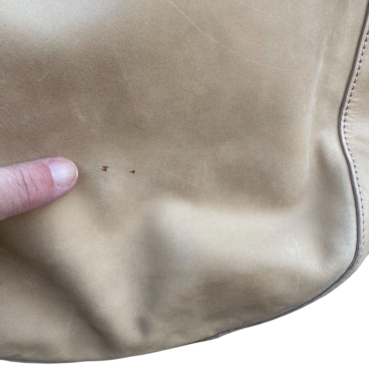 Donna Karan New York Tan Leather Hobo Shoulder Bag Brass Hardware Made In Italy