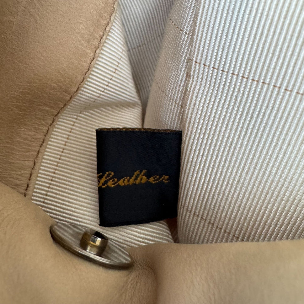 Donna Karan New York Tan Leather Hobo Shoulder Bag Brass Hardware Made In Italy