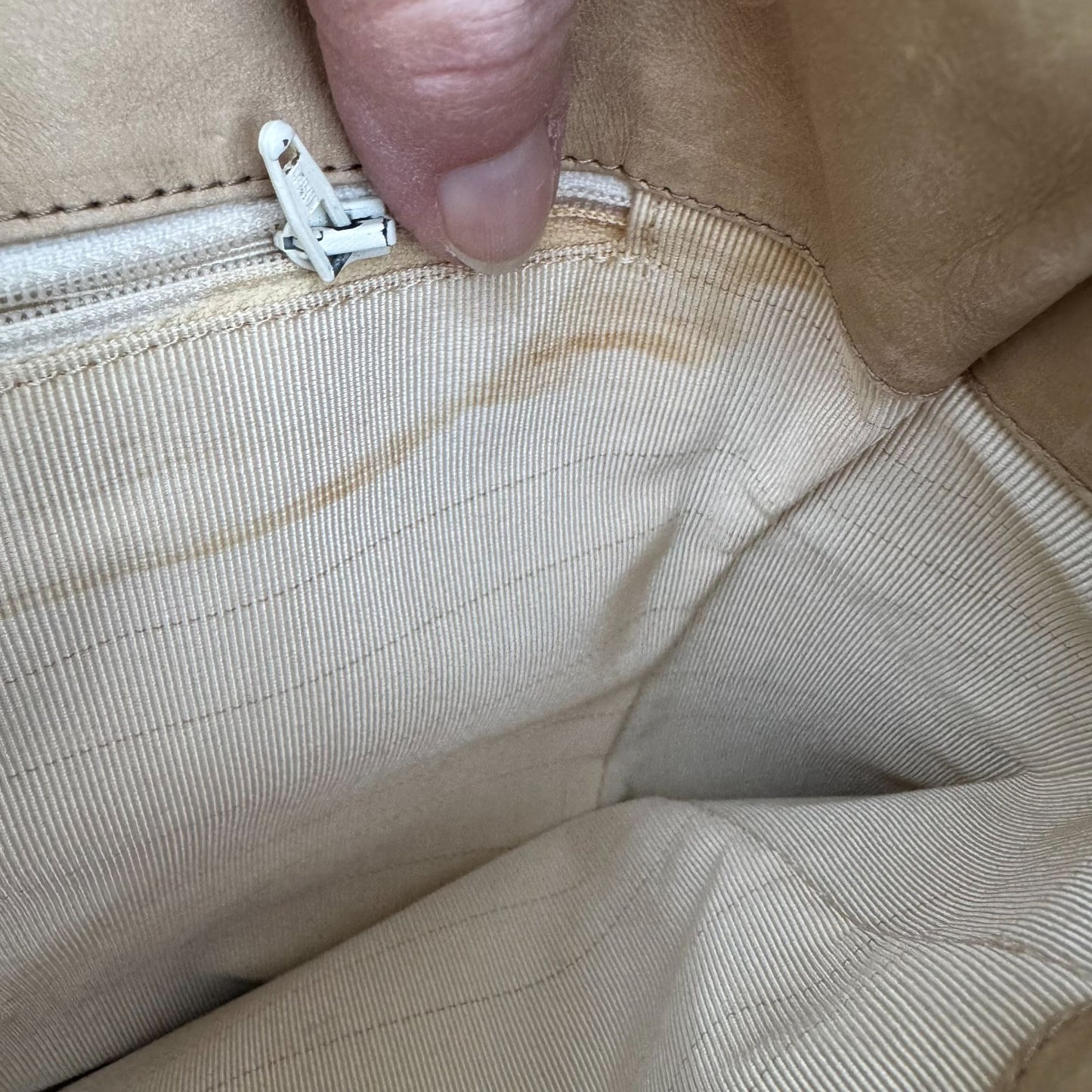 Donna Karan New York Tan Leather Hobo Shoulder Bag Brass Hardware Made In Italy