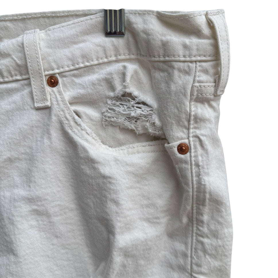 Levis Mens 511 White Stretch Denim Mid Rise Distressed Cut-Off Shorts W38 L
