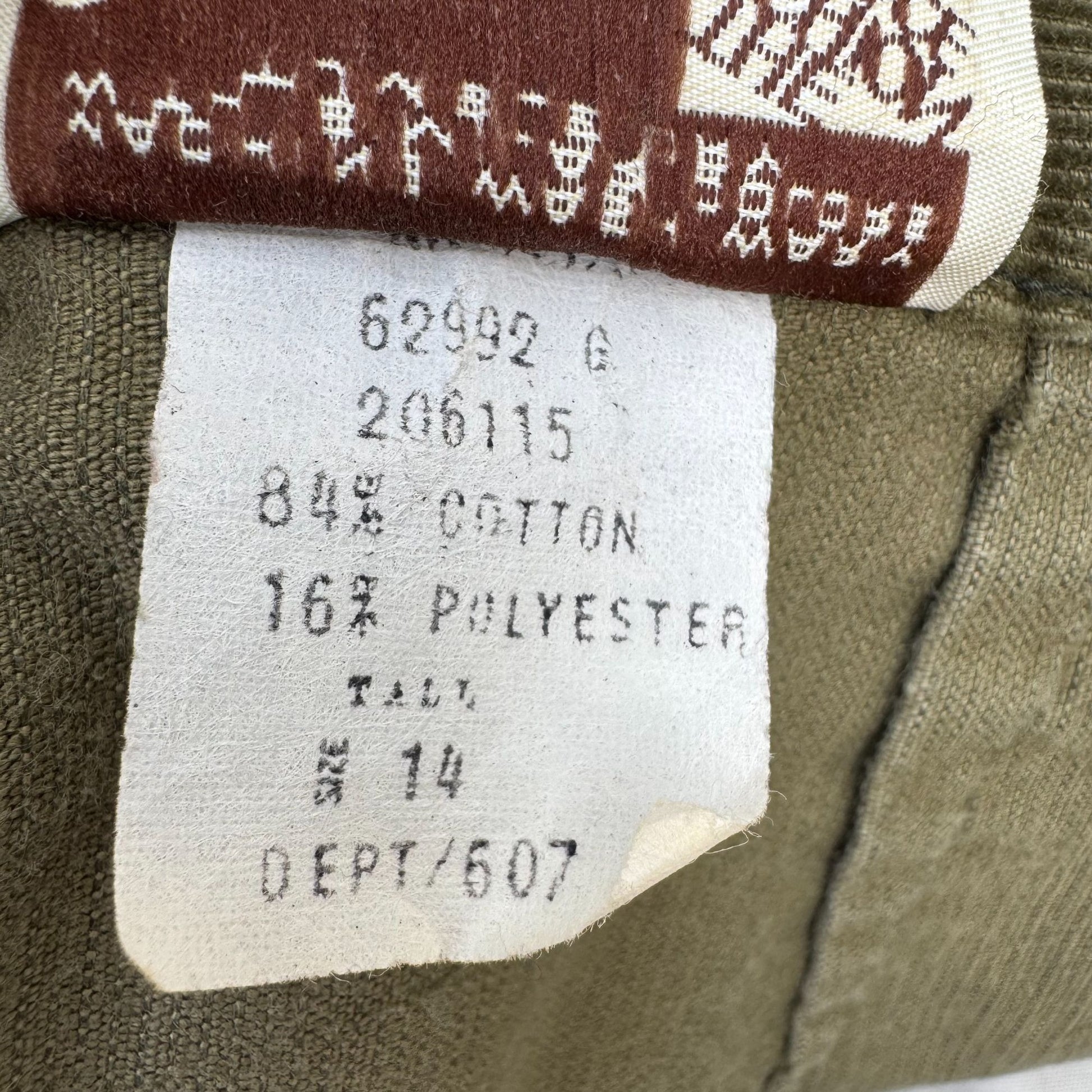 Sears Vintage 70s Womens Olive Green Corduroy Pants Pleated Front Pockets 28x33