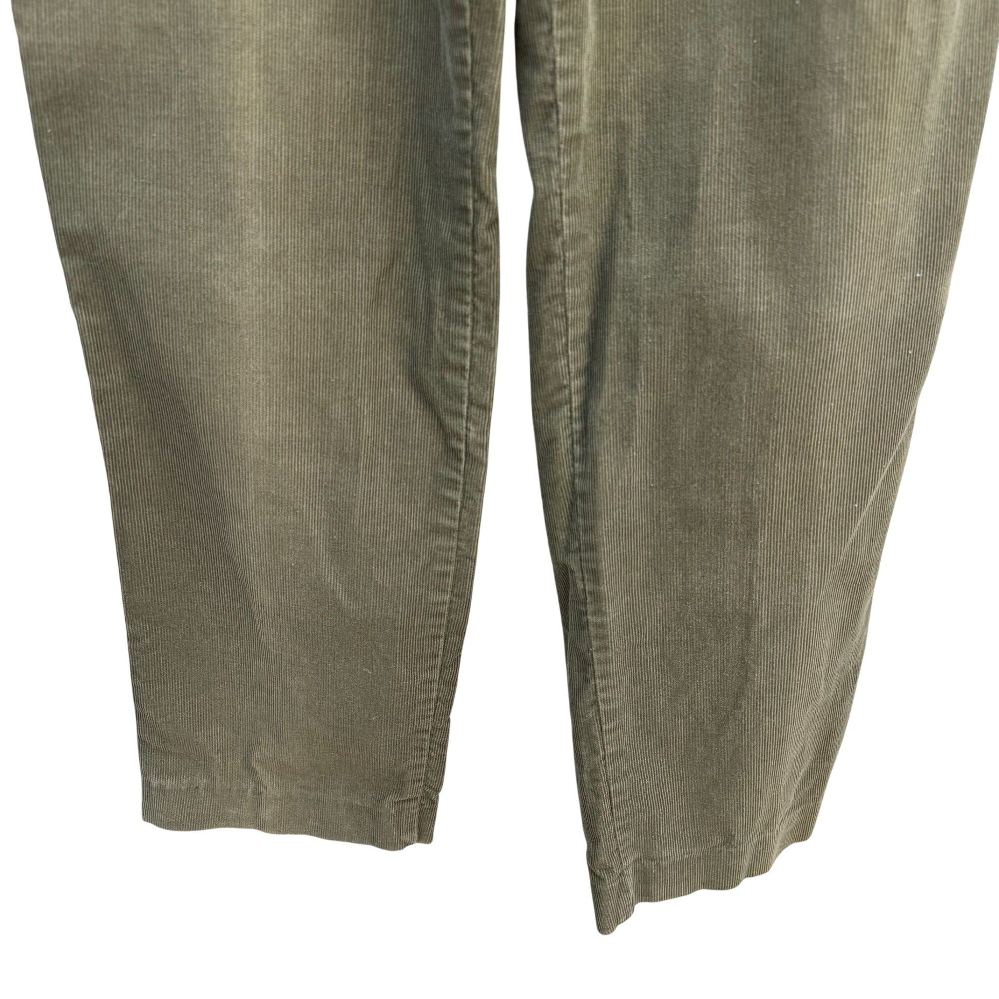 Sears Vintage 70s Womens Olive Green Corduroy Pants Pleated Front Pockets 28x33