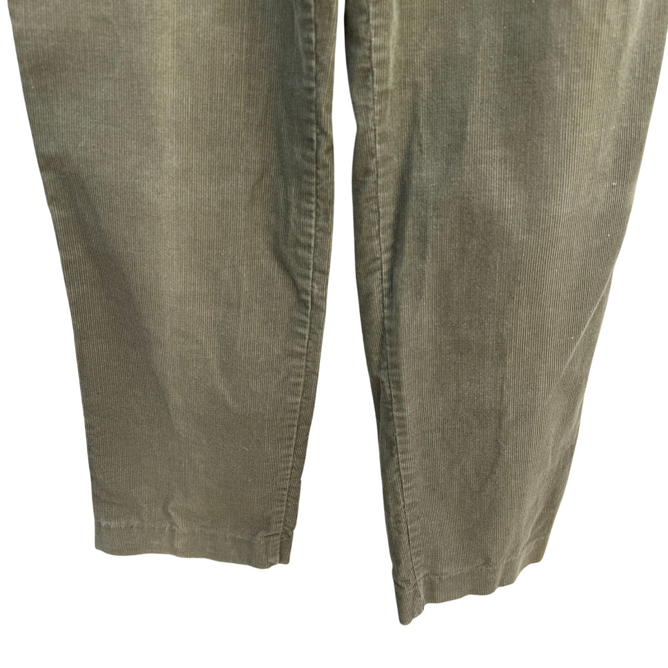 Sears Vintage 70s Womens Olive Green Corduroy Pants Pleated Front Pockets 28x33
