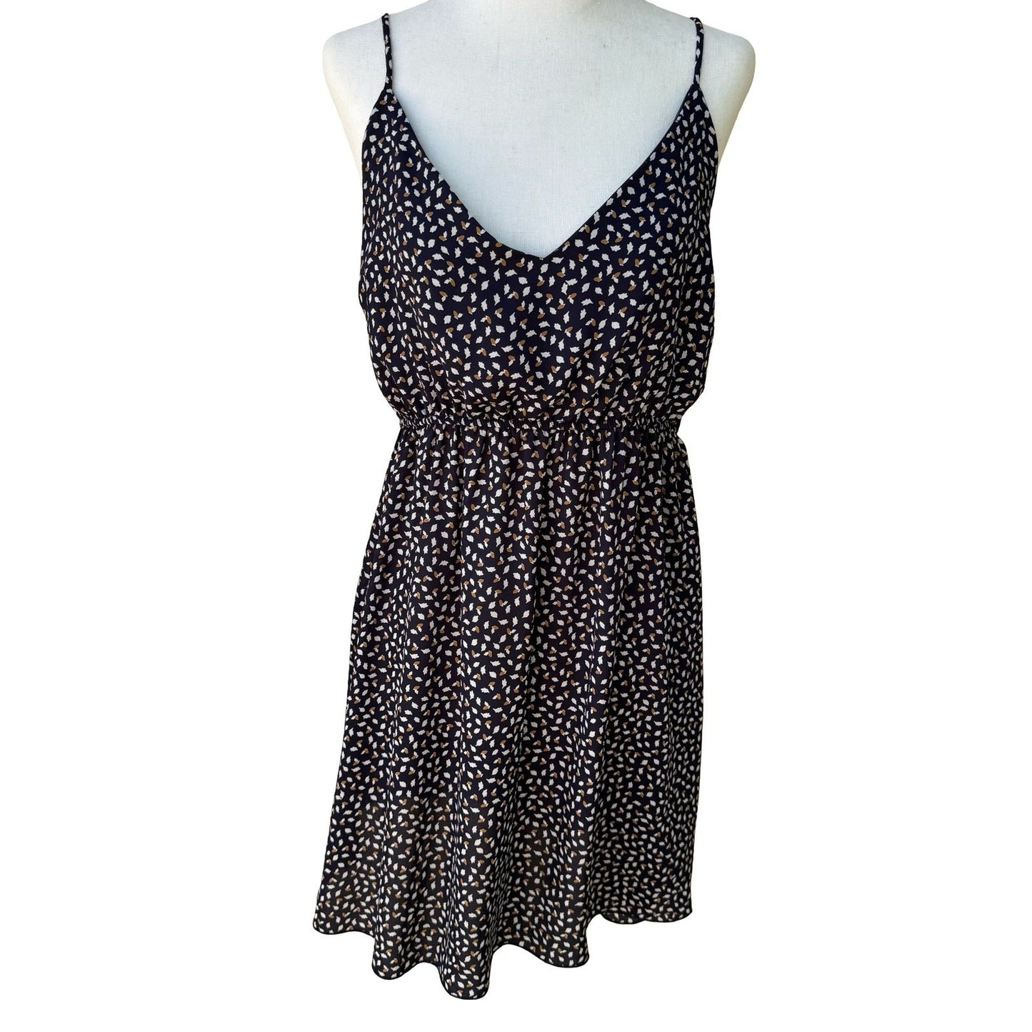 7DAYWKND Boho Whimsigoth Ditsy Floral Mini Dress V-Neck Festival Summer Navy L