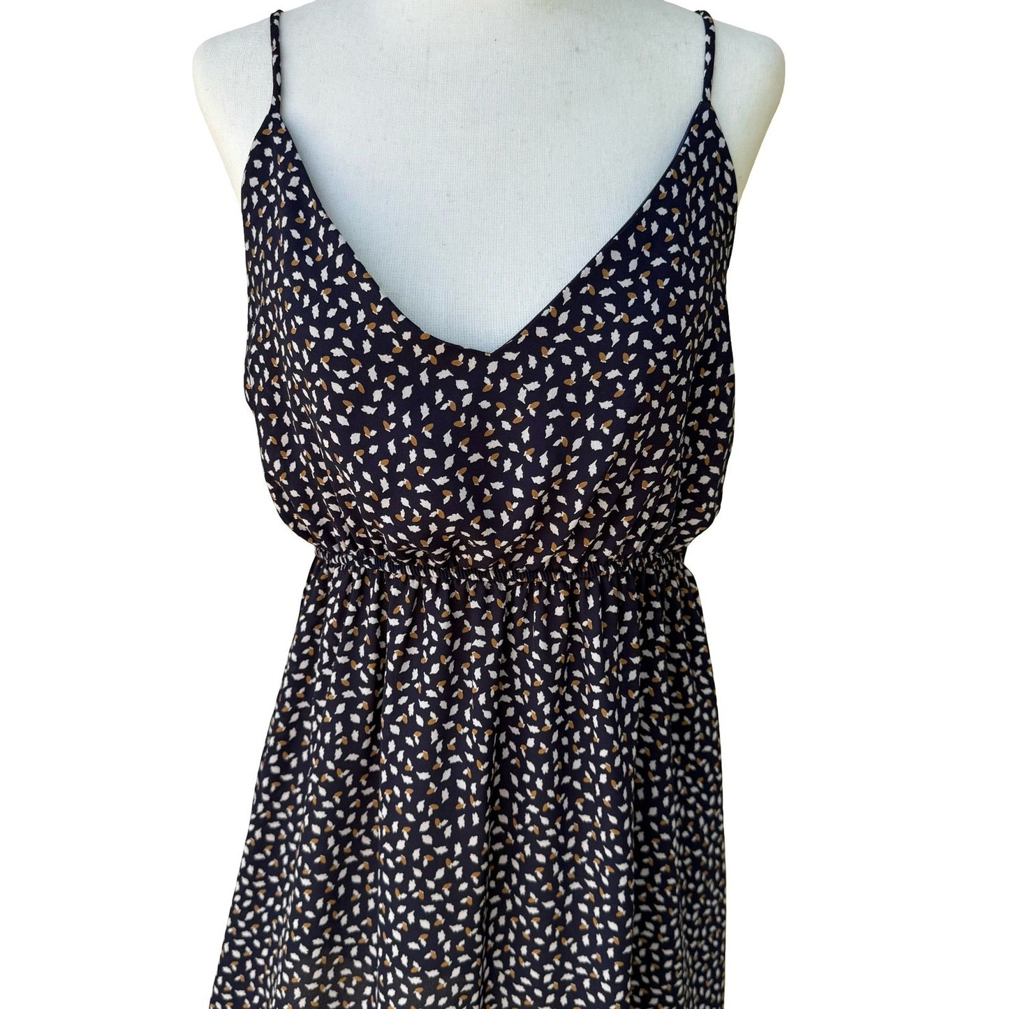 7DAYWKND Boho Whimsigoth Ditsy Floral Mini Dress V-Neck Festival Summer Navy L