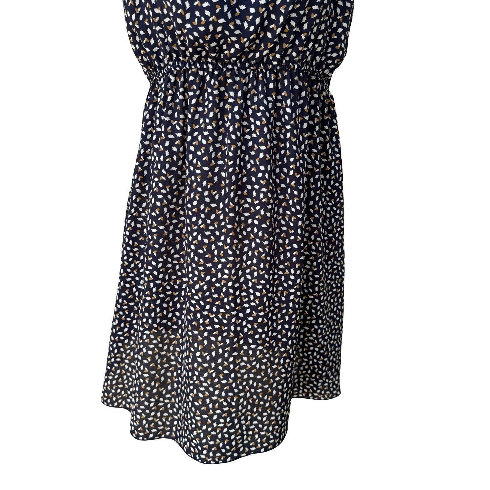 7DAYWKND Boho Whimsigoth Ditsy Floral Mini Dress V-Neck Festival Summer Navy L